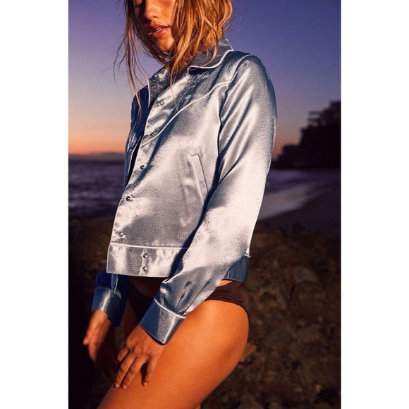 UO Embroidered Satin Gas Jacket - Picture 7 of 15